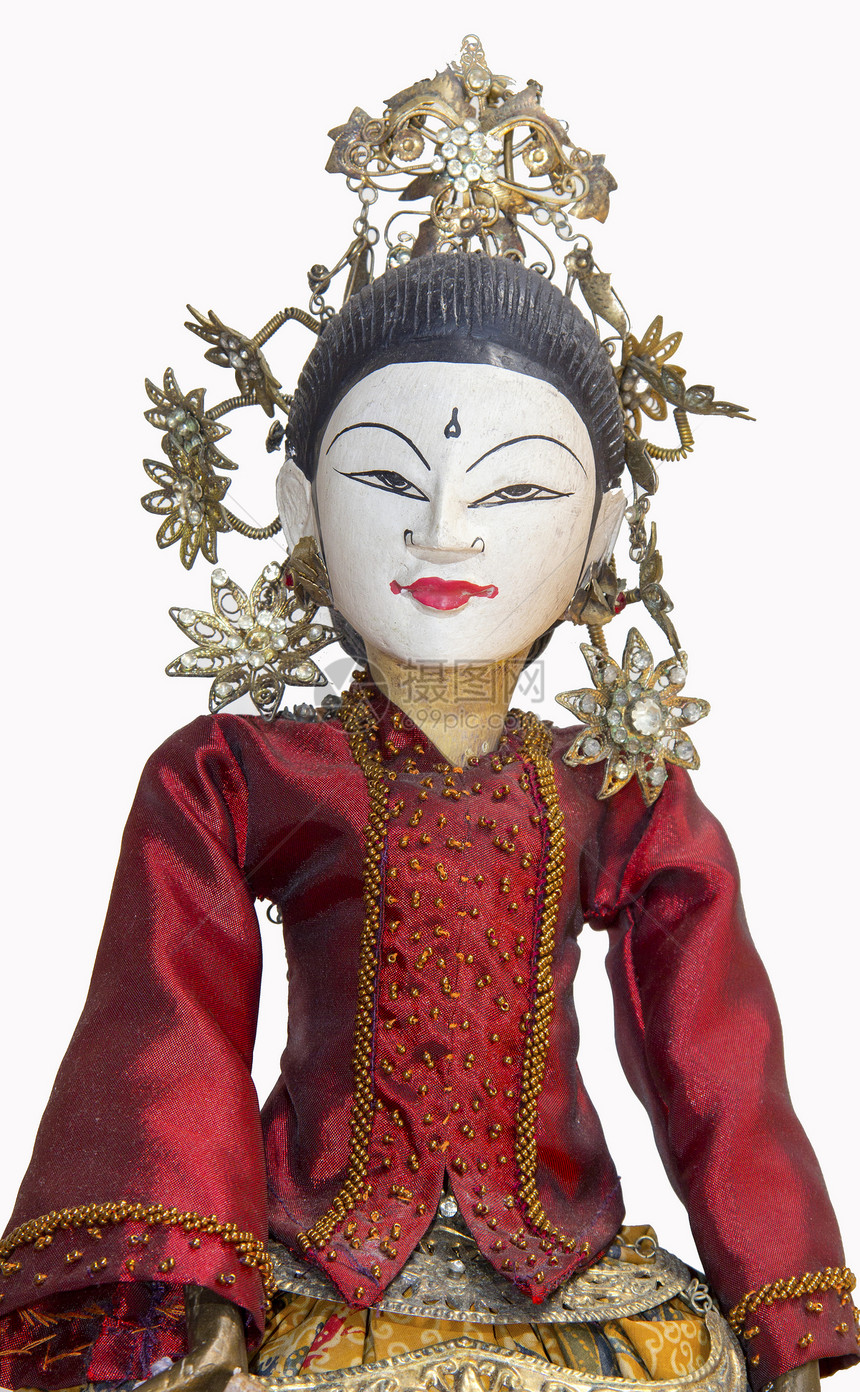 印度尼西亚娃娃偶工艺木头传统玩具木偶纪念品面具娃娃雕刻手工图片