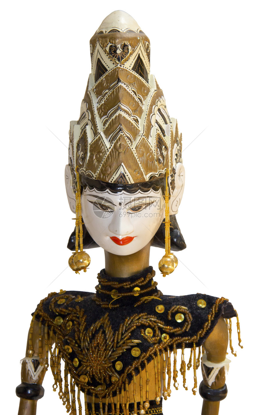 印度尼西亚娃娃偶玩具工艺木偶服装文化白色传统娃娃面具手工图片