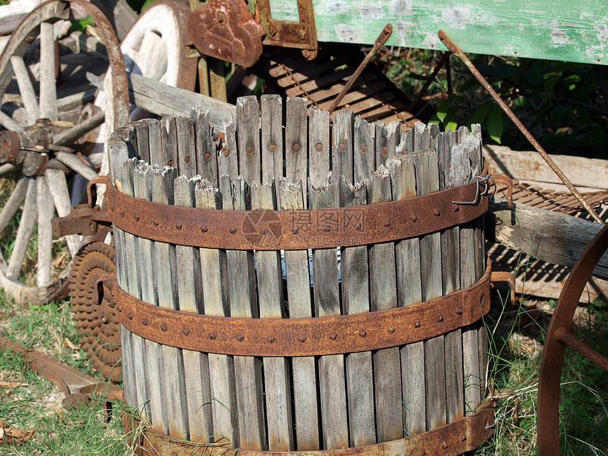 旧农业工具边缘遗产成套轮井废墟轮辋底公园屏幕乡村齿轮图片