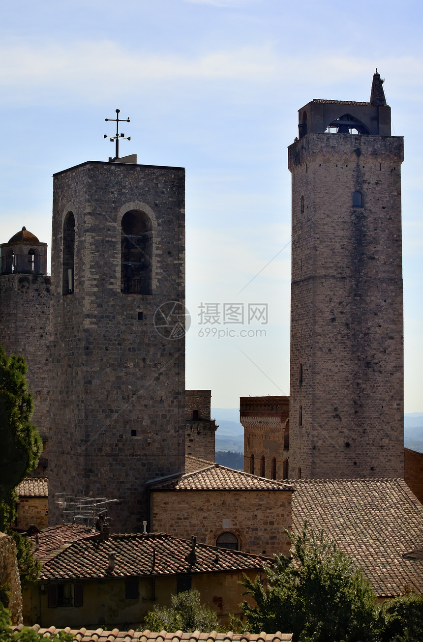意大利圣吉米尼纳诺托斯卡纳钟声国家陶土建筑纪念碑文化乡村风向标建筑学地标图片