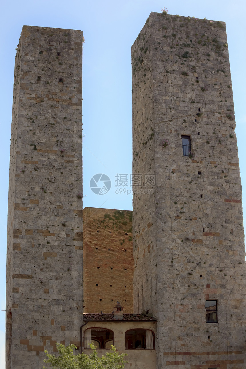 意大利圣吉米尼纳诺托斯卡纳建筑学国家地标假期建筑城堡石头历史历史性乡村图片