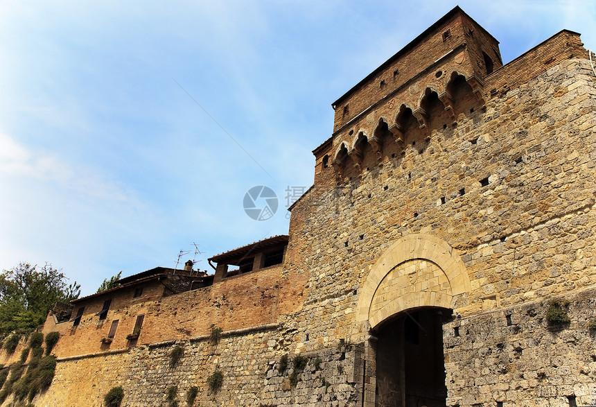 意大利圣金米尼那诺托斯卡纳城堡 古代中世纪镇图片