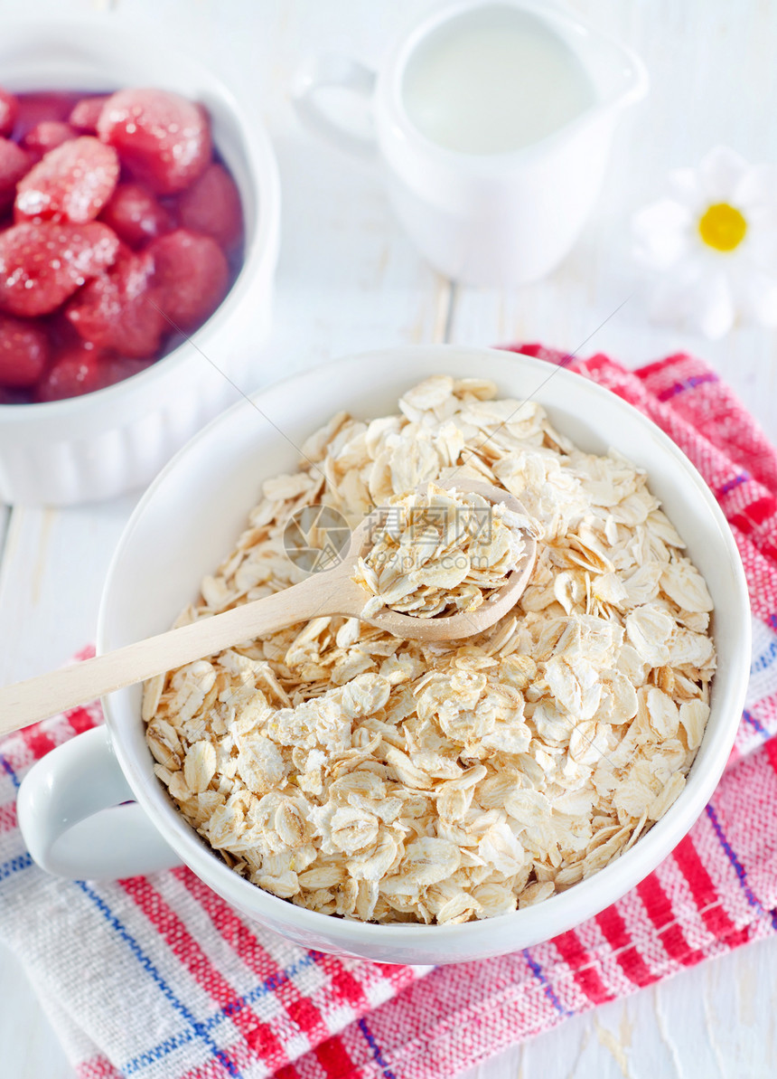 Oat 薄片小麦稀饭活力麦片食物餐巾营养师种子小吃食谱图片