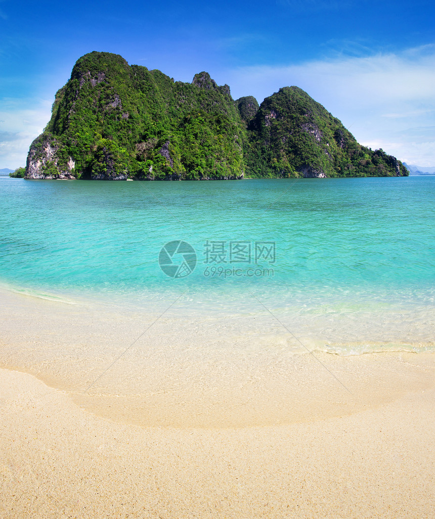 沙滩和热带海海景支撑放松旅行天堂太阳假期海岸蓝色阳光图片