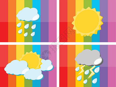 以多彩背景插图显示的天气图标墙纸太阳彩虹背景图片