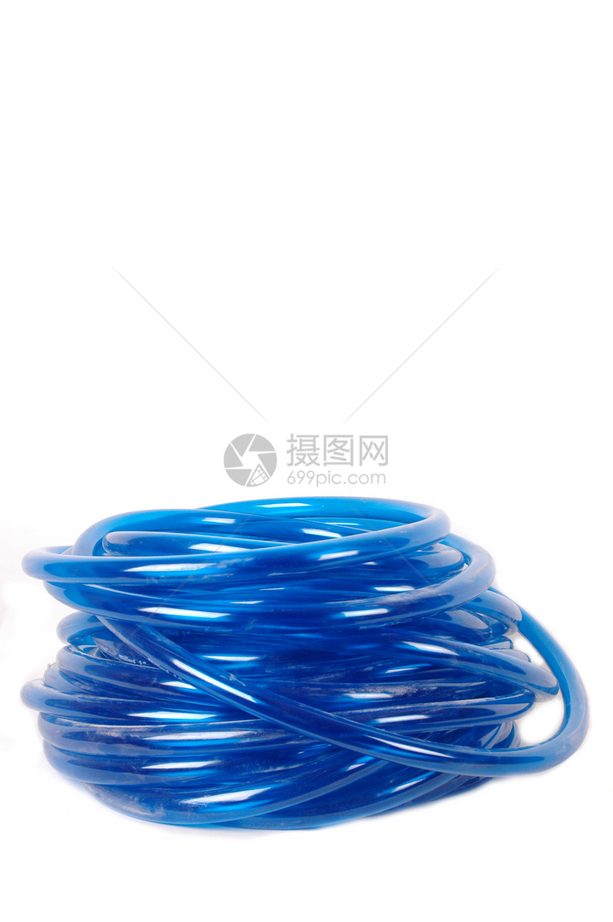 蓝色塑料软塑料管管道导管花园线条瓦楞平行线工具绿化园林橡皮图片