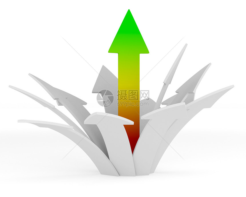 向成功方向移动 孤立的 3D 图像领导团队绿色生长速度指针愿望领导者小路红色图片