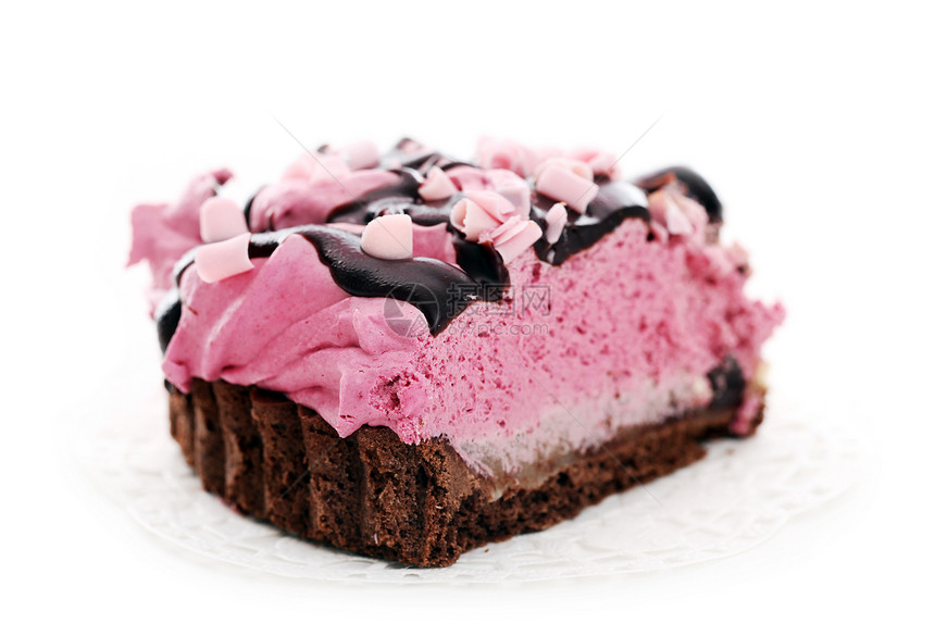 一块奶油蓝莓薄饼紫色糕点甜点美食水果馅饼巧克力生日餐厅食物图片