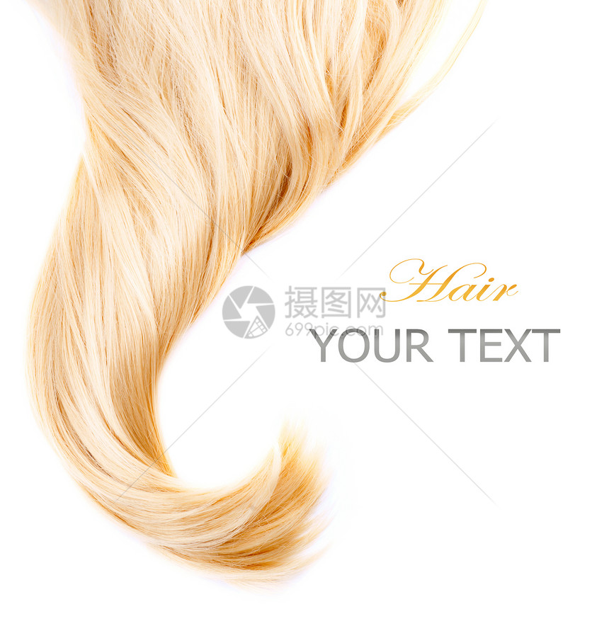 健康金色头发 白色被孤立奢华染色调子条纹卷曲金发女郎海浪发型理发护理图片