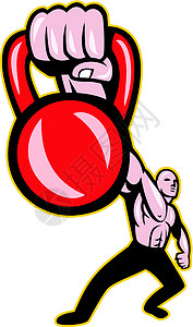 锡吉里亚解除克特贝尔战线的交叉训练肌肉健美权重强人力量卡通片运动员艺术品插图插画