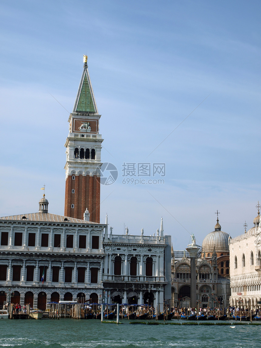 威尼斯柱子景观游客狮子旅游全景旅行宫殿广场大教堂图片