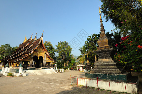 普拉通老挝的世界金子佛教徒万象建筑学太阳古董旅游旅行寺庙背景