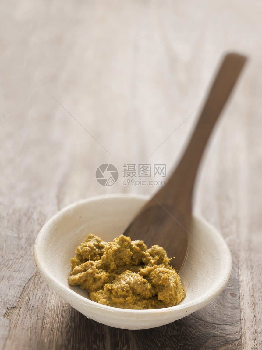 印地安黄色咖喱糊香料绿色美食食物图片