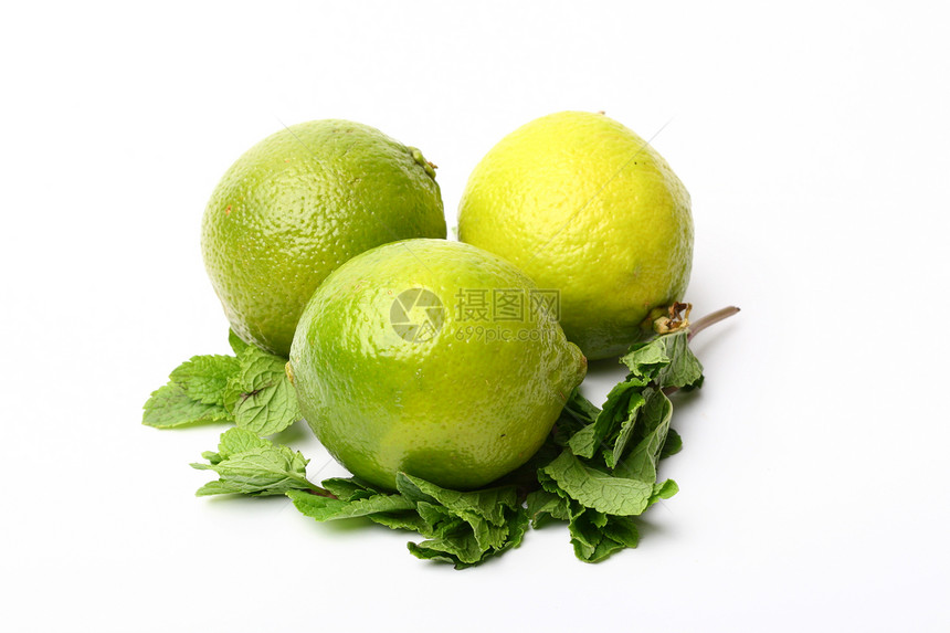 石灰和薄荷蔬菜水果味道食物叶子柠檬白色装饰品绿色图片