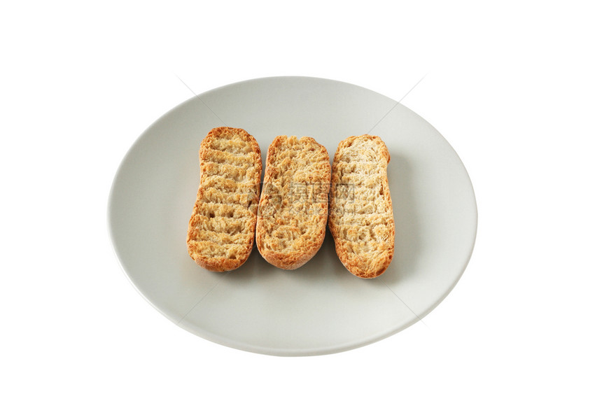 盘子上吐司饼干白色小吃甜点早餐食物面包图片
