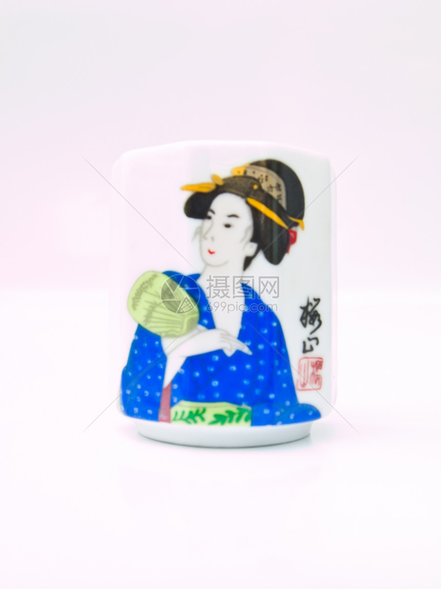 一个亚洲陶瓷茶杯 白背景孤立的亚洲陶瓷茶杯白色女孩杯子草本飞碟草本植物文化图片