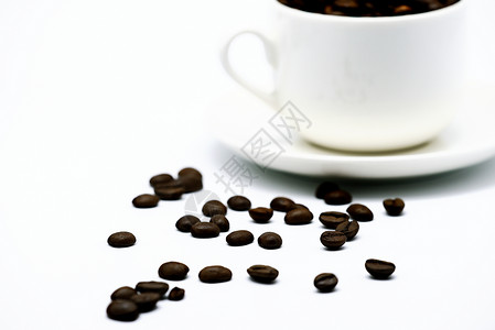 咖啡豆白色咖啡棕色乐趣豆子杯子背景图片