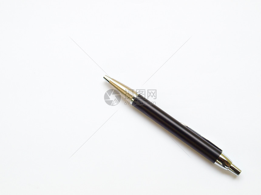 在白背景上隔离的黑球笔秘书奢华学习墨水圆珠笔笔记商业工具办公室对角线图片