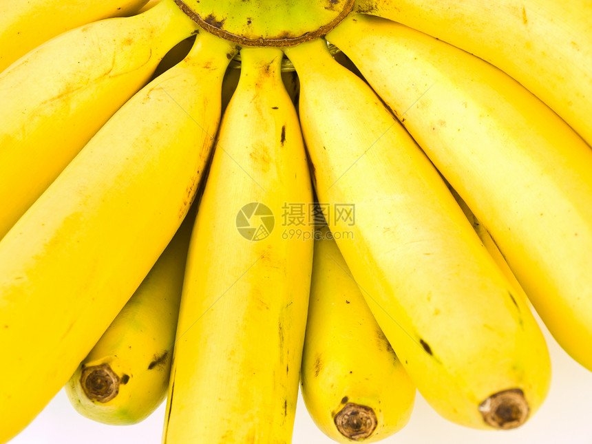 来自泰国的香蕉团 孤立于白种背景组织水果食物蔬菜饮食美食营养热带黄色小吃图片