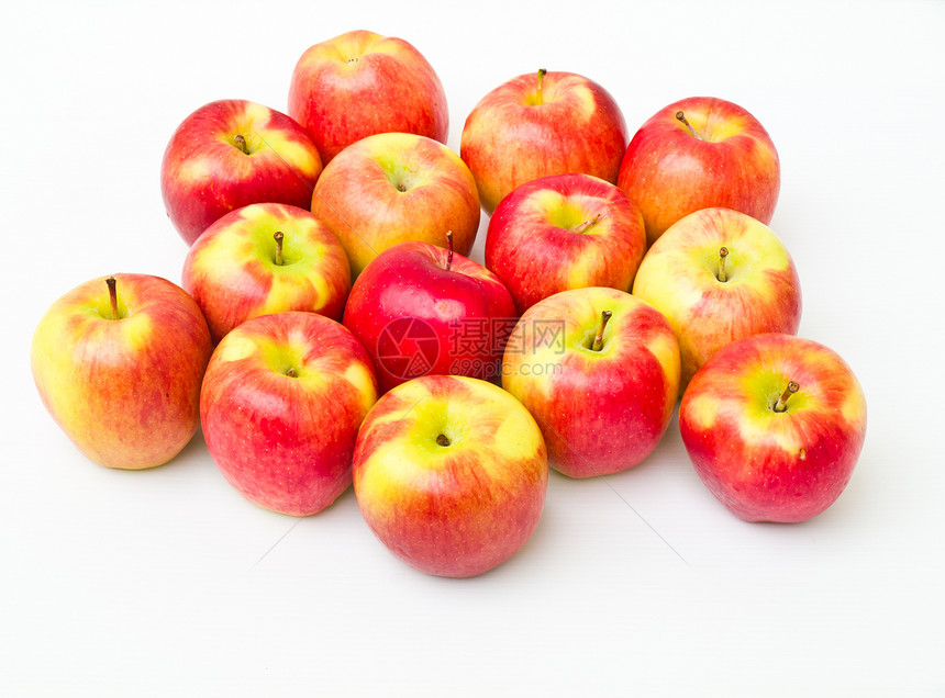 白色背景上孤立的红苹果水果饮食茶点营养红色植物团体食物图片