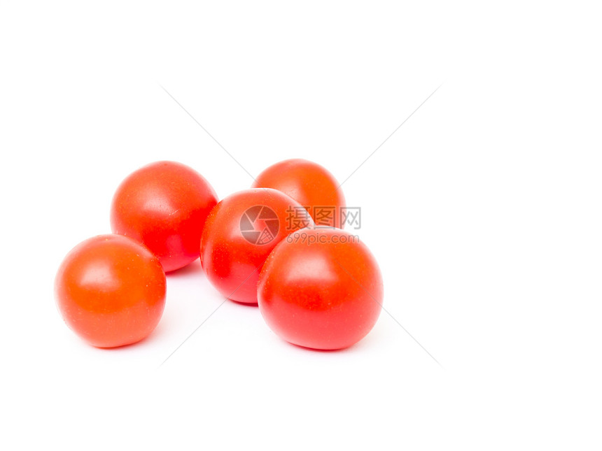 白背景孤立的樱桃西红柿植物小吃营养团体宏观饮食红色圆形美食蔬菜图片