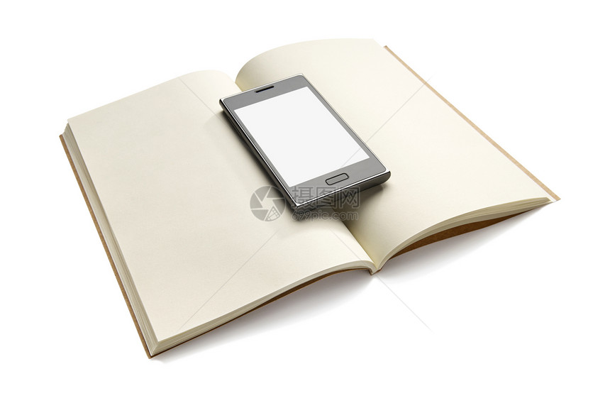 空白笔记本教育文档阴影手机对象影棚笔记学习背景黄色图片