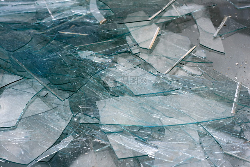 破碎的玻璃纹理回收裂缝生态损害生产窗户碰撞反射垃圾破坏图片
