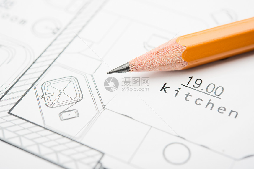 为大楼编制技术文件 开发建筑技术文件铅笔住宅大厦厨房住房蓝图建筑学打印文书房子图片