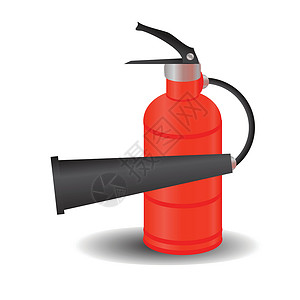 白色软管灭火器情况红色灭火白色绘画火焰燃烧消防员警告消防栓插画
