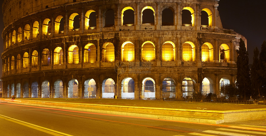 夜晚的盛大 罗马古董展示建筑学竞技场废墟景观大理石历史体育场角斗士图片