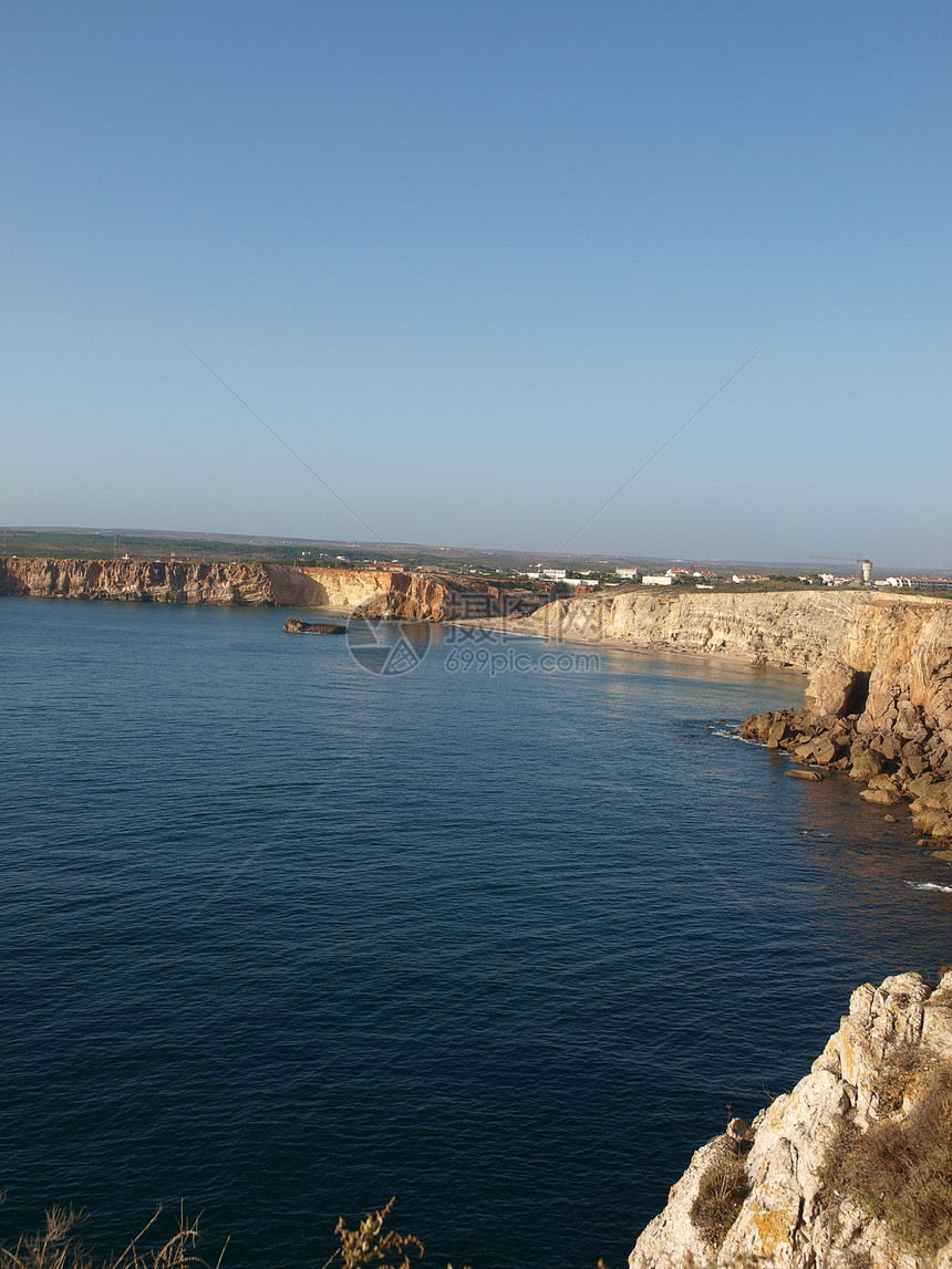 葡萄牙附近海岸沿岸石窟悬崖灯塔保险岩石全景海岸线航海海洋蓝色图片