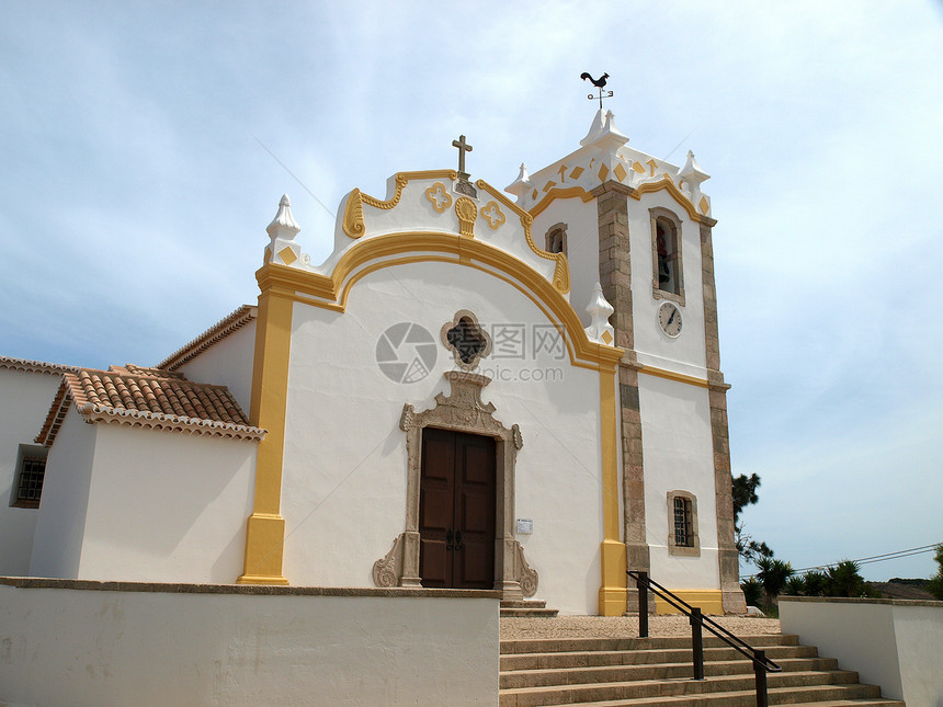 葡萄牙阿尔加夫省比斯波维拉教堂白色旅行风格建筑学粉饰教区教会宗教历史旅游图片