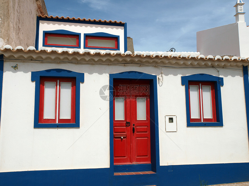 葡萄牙阿尔加韦地区的白色街道建筑学图片