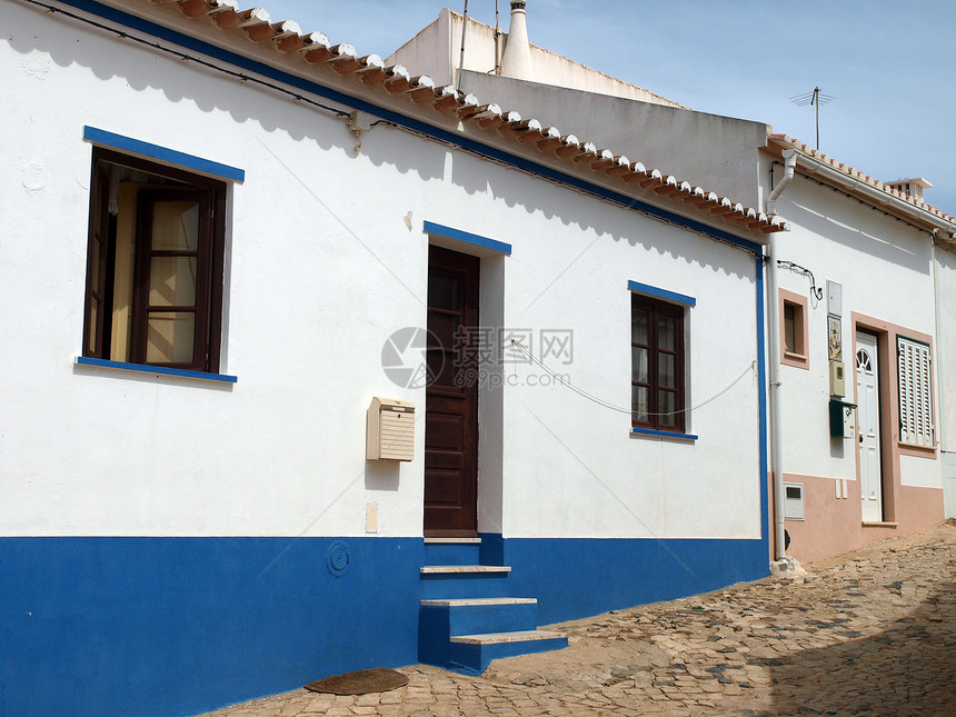 葡萄牙阿尔加韦地区的建筑学白色街道图片