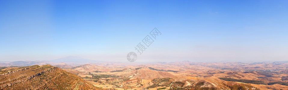 埃雷山脉Assoro地区景观爬坡农业高度土地全景太阳山脉共同点丘陵用地背景