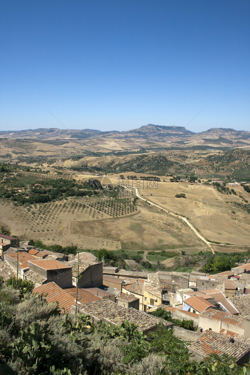 Leonforte 视图土地村庄全景爬坡国家农村图片