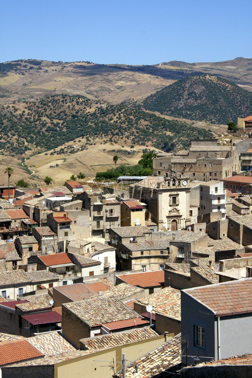 Leonforte 视图村庄爬坡国家农村全景土地图片