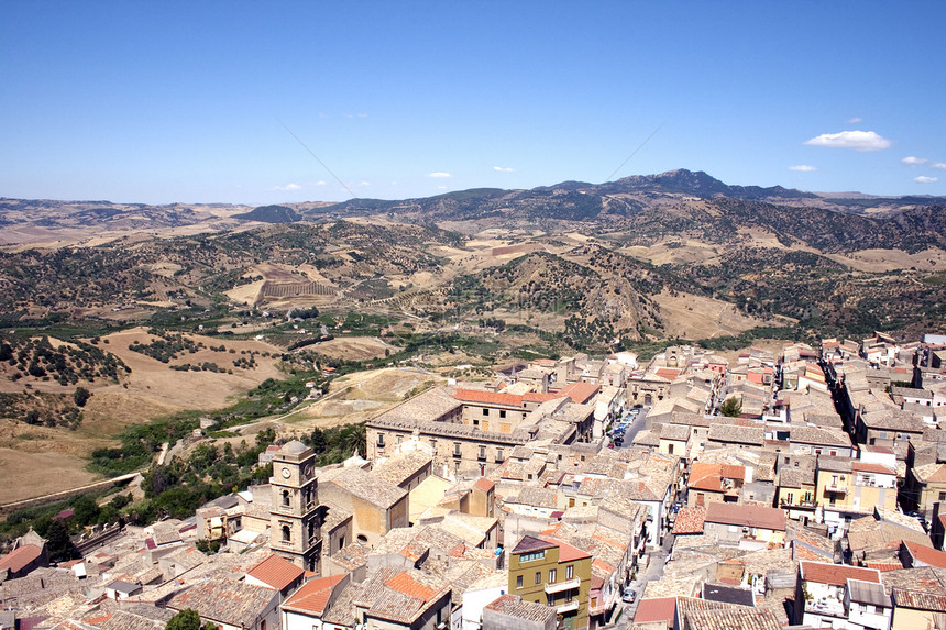 Leonforte 视图国家农村村庄全景爬坡土地图片