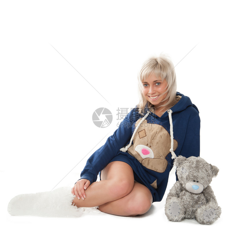 带着泰迪熊的女孩成人情绪成年人女性玩具女孩们青少年图片