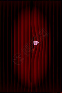 透过窗帘窥视舞台聚光灯俱乐部幕布褶皱栗色夜店暗红色背景图片