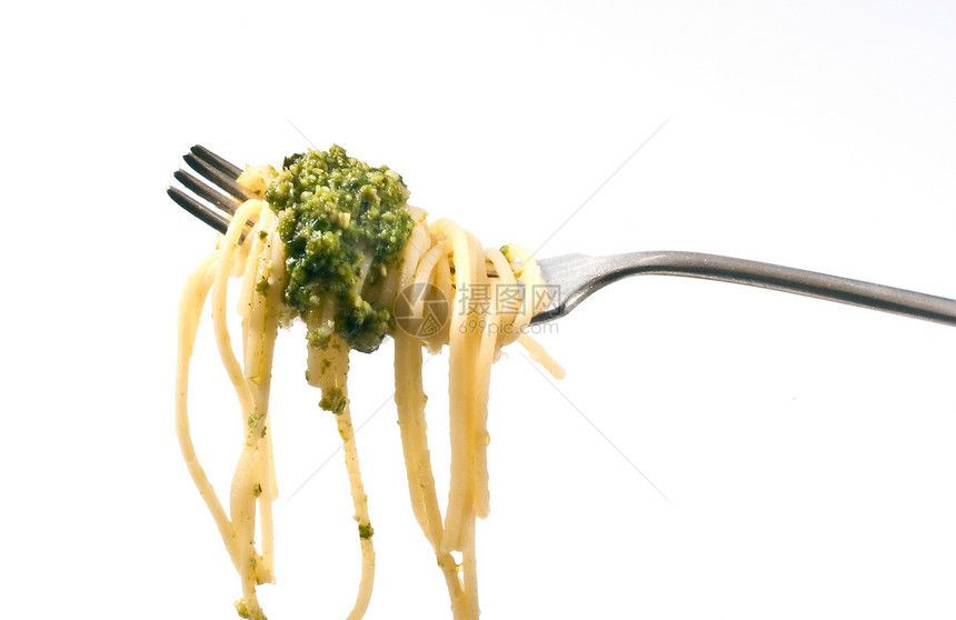 带意大利面的叉绿色午餐饥饿小麦营养香蒜食物面条食品肉汁图片