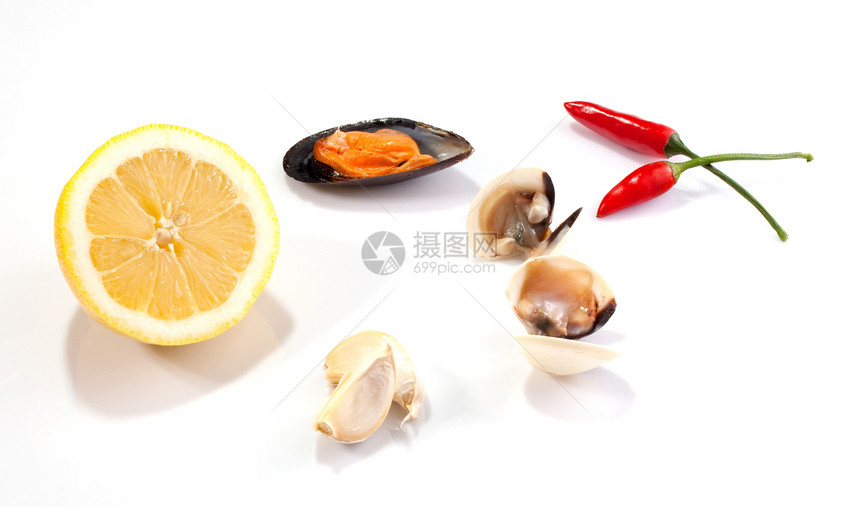 贝和蛤蛤蜊美食食谱盘子用餐菜单小龙虾褐藻烹饪渔夫图片