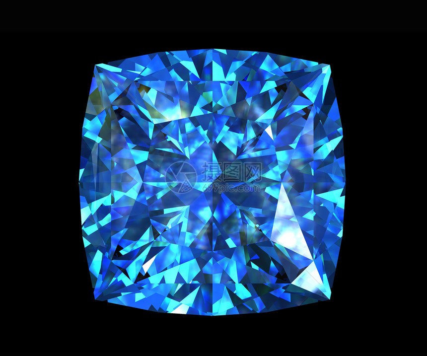 瑞士蓝面宝石形状的正方形图片