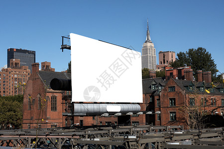 nyc 空白广告牌风光外观海报摩天大楼都市建筑白色金属天空生活背景图片