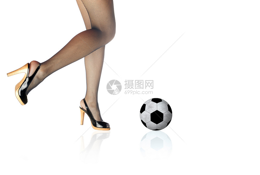 女子足球反射身体拖鞋姑娘女性丝袜数字运动女士一部分图片