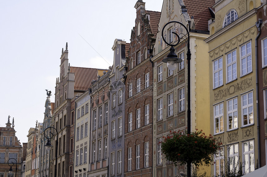 波兰格但斯克市历史性旅行街道建筑窗户正方形城市财产吸引力旅游图片