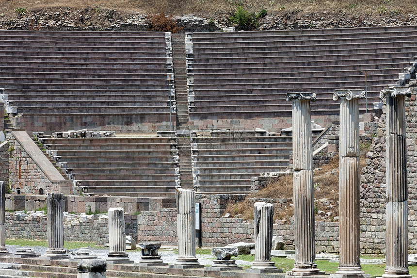 查看 Asklepion 的戏剧 Pergamum历史建筑学医院建筑遗产火鸡蝎子遗迹首都柱廊图片