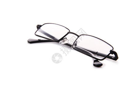 阅读眼镜白色眼睛镜片黑色折叠轮辋背景图片