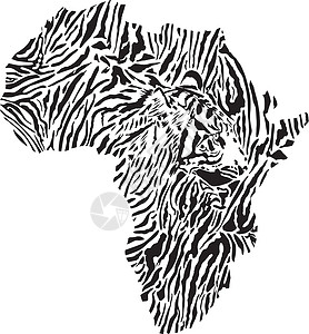 皮形目以虎形迷彩色显示的非洲符号插画