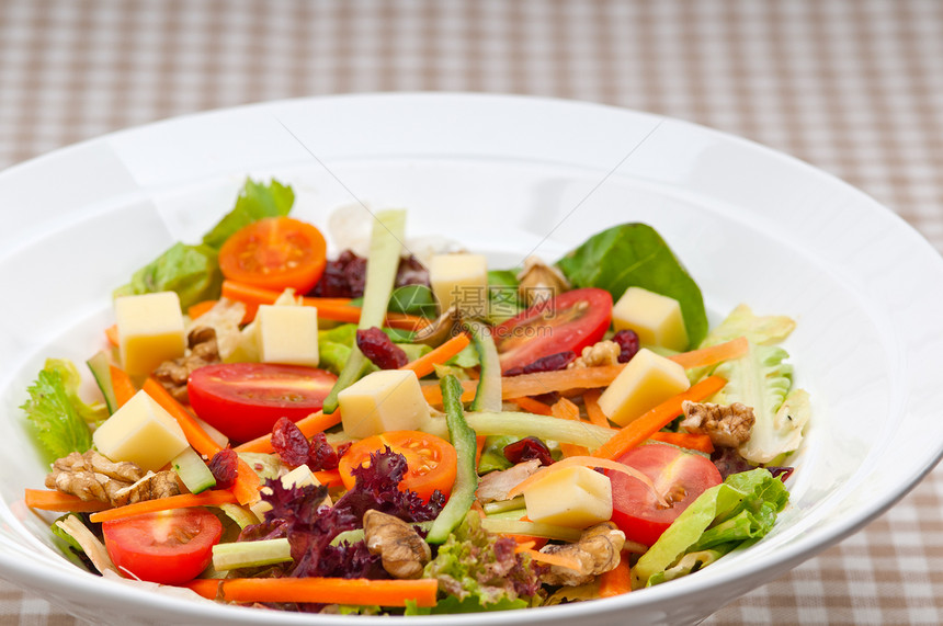 新鲜多彩健康沙拉蔬菜饮食胡椒午餐营养水果食物黄瓜青菜维生素图片